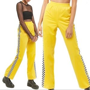 F21 yellow checkered pants